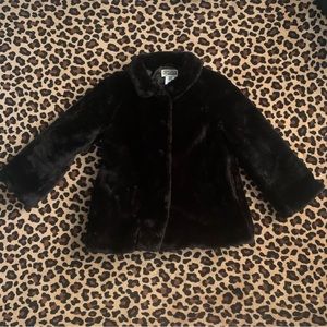 Route 66 Y2k vintage faux fur black fuzzy button up coat